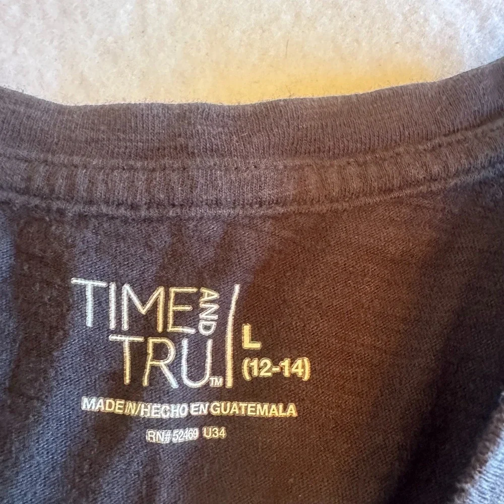 Time and Tru Tank Top Women L 12 14 Black White Stripe Tie Dye Sleeveless Y2K